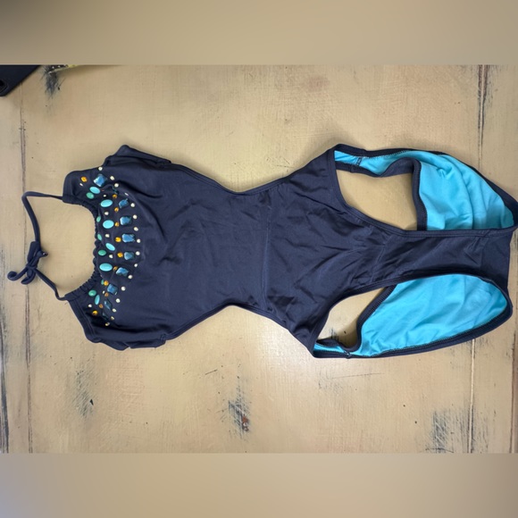 Exhilaration Blue Halter Swimsuit - Picture 3 of 5
